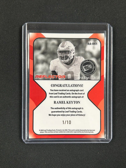 2024 Leaf Press Pass Premium Reflector #RA-RK1  Ramel Keyton Auto /10