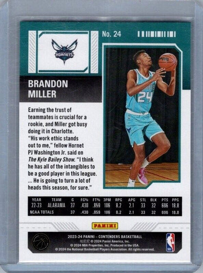 2023-24 Panini Contenders - Season Ticket #24 Brandon Miller (RC)