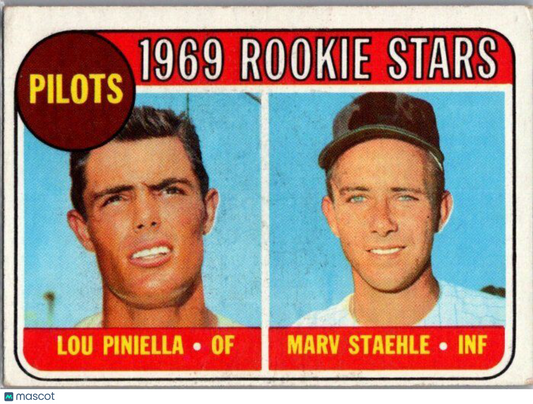 1969 Topps #394 Pilots 1969 Rookie Stars (Lou Piniella / Marv Staehle)