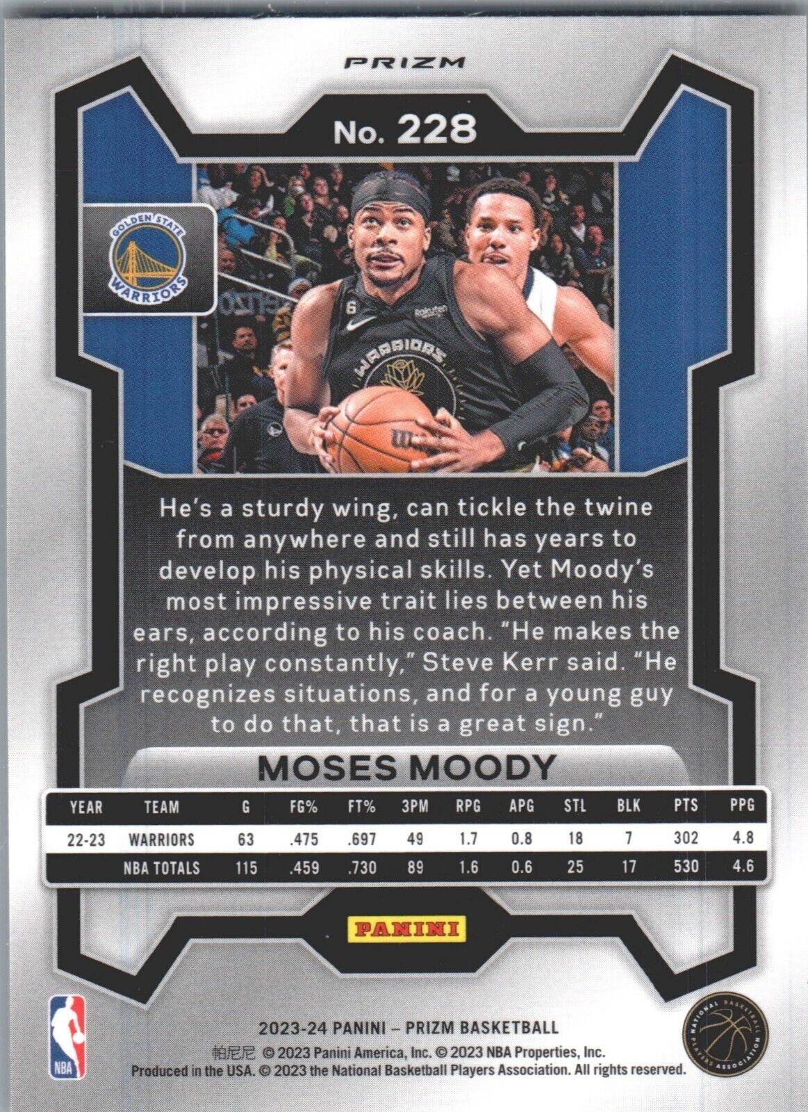 2023-24 Panini Prizm - Orange Ice #228 Moses Moody