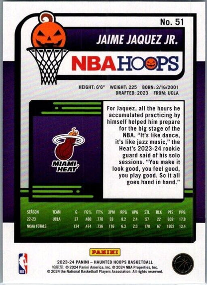 2023-24 Panini Haunted Hoops - #51 Jaime Jaquez Jr. (RC) Slime