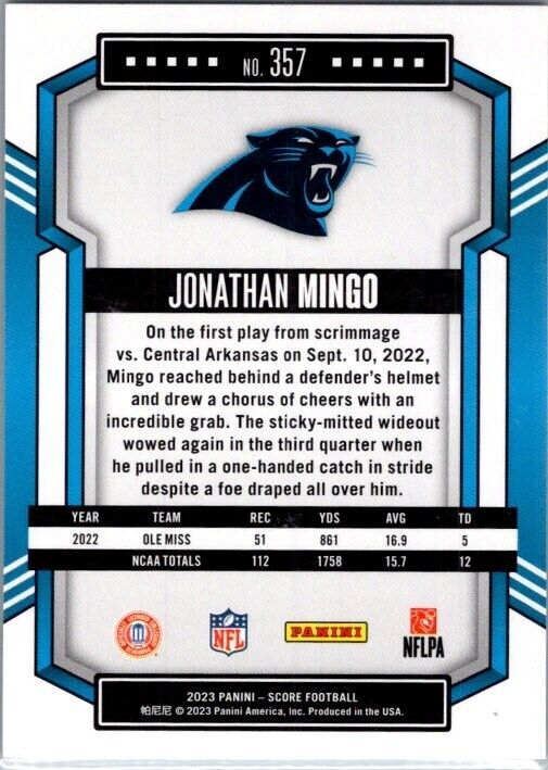 2023 Score - Rookies #357 Jonathan Mingo (RC)