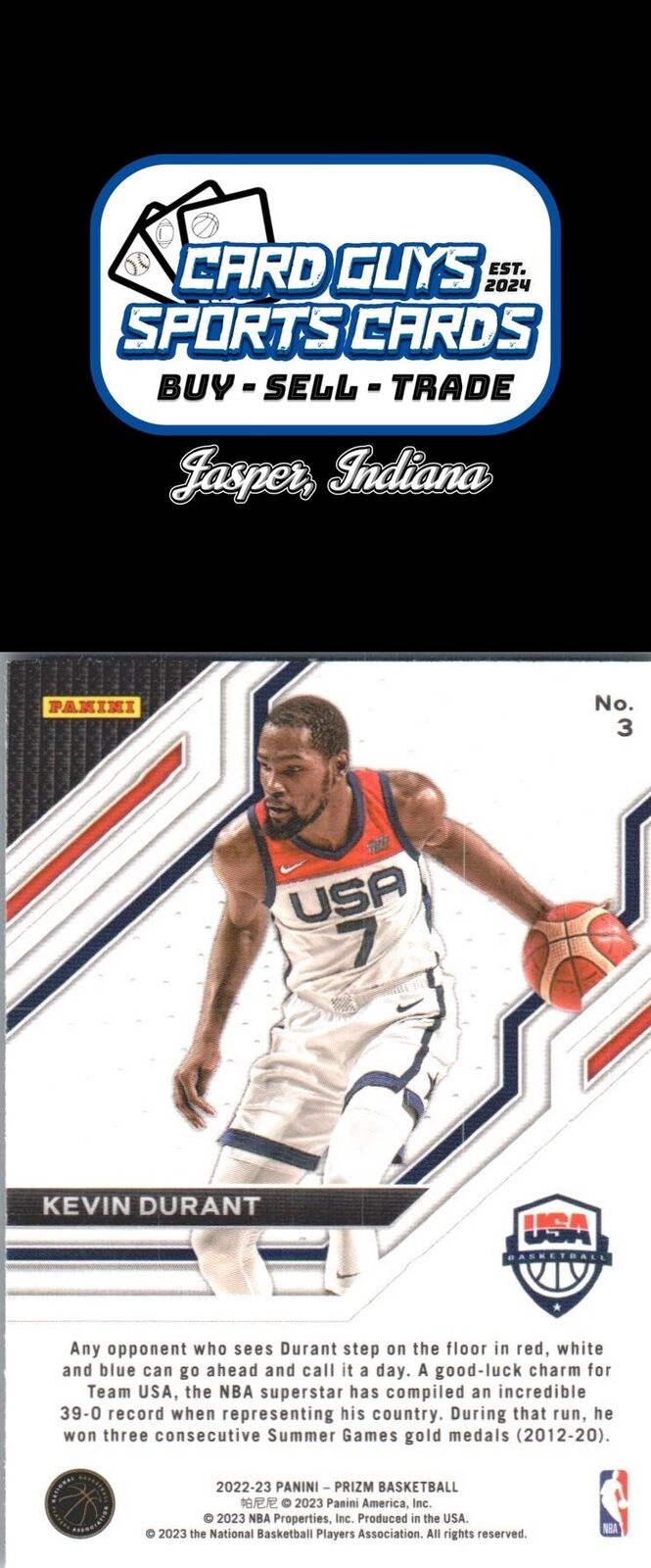 2022-23 Panini Prizm #3 Kevin Durant USA Basketball