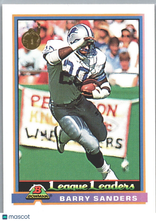 Barry Sanders 1991 Bowman #273 B* in copyright on back Detroit Lions