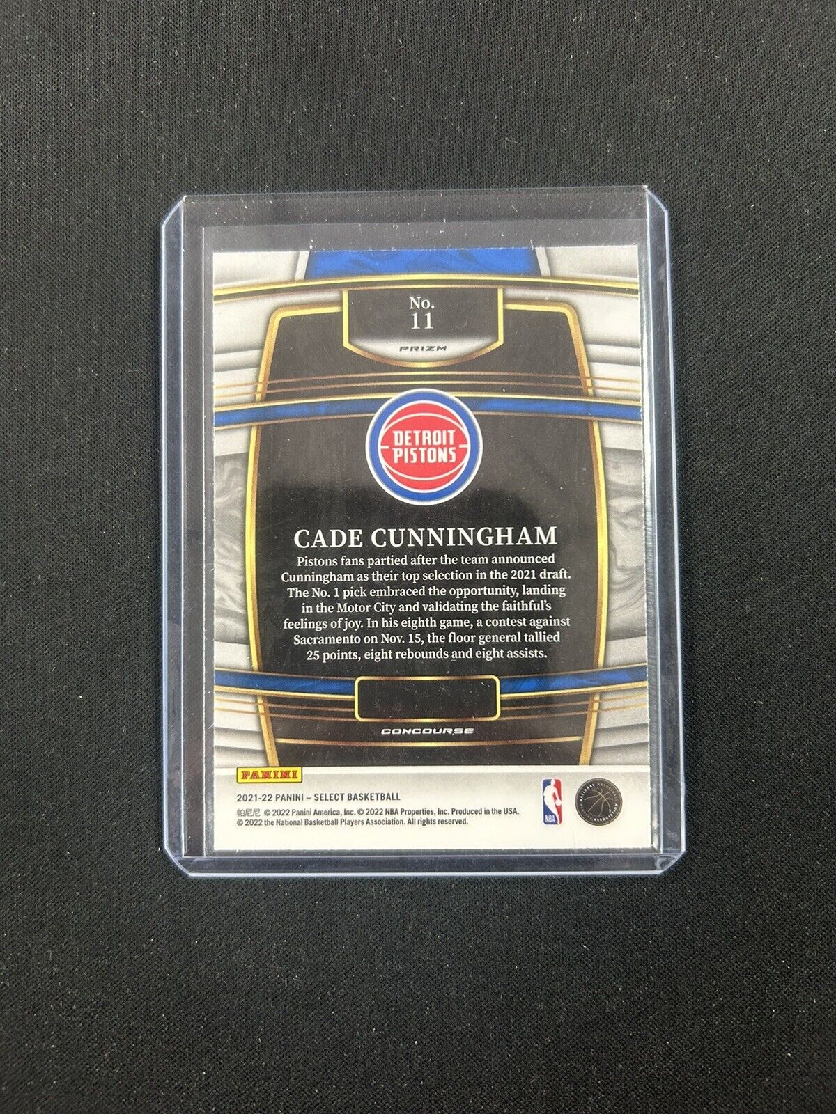 2021-22 Panini Select Cade Cunningham Concourse Blue Shimmer Rookie #11