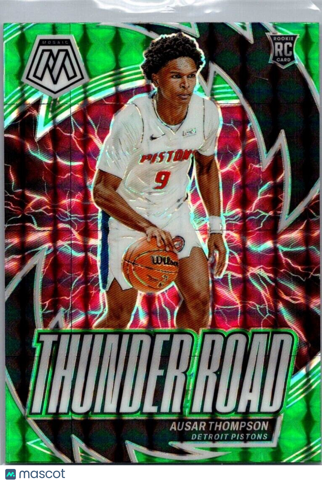 2023-24 Panini Mosiac #16 Ausar Thompson (RC) Thunder Road Green Mosaic