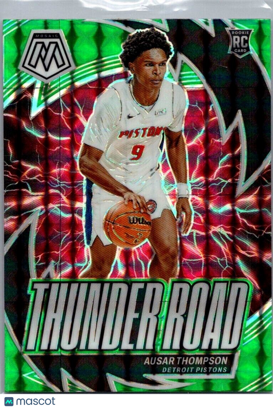 2023-24 Panini Mosiac #16 Ausar Thompson (RC) Thunder Road Green Mosaic