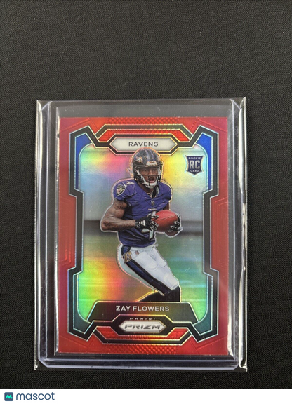 2023 Prizm Zay Flowers RC Red Prizm SSP Paralell! #307 Baltimore Ravens. Rare!!