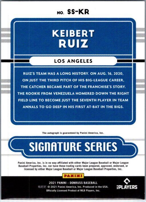 2021 Donruss #SS-KR Keibert Ruiz Signature Series Blue #/99