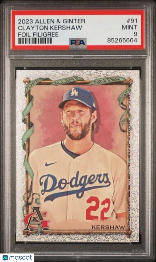 2023 Topps Allen & Ginter Foil Filigree #91 Clayton Kershaw PSA MINT 9