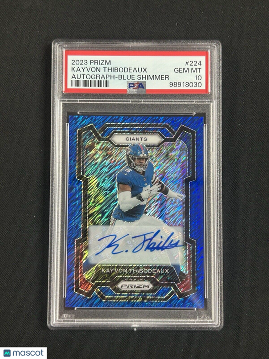 2023 Panini Prizm Blue Shimmer Auto Kayvon Thibodeaux /25 PSA 10