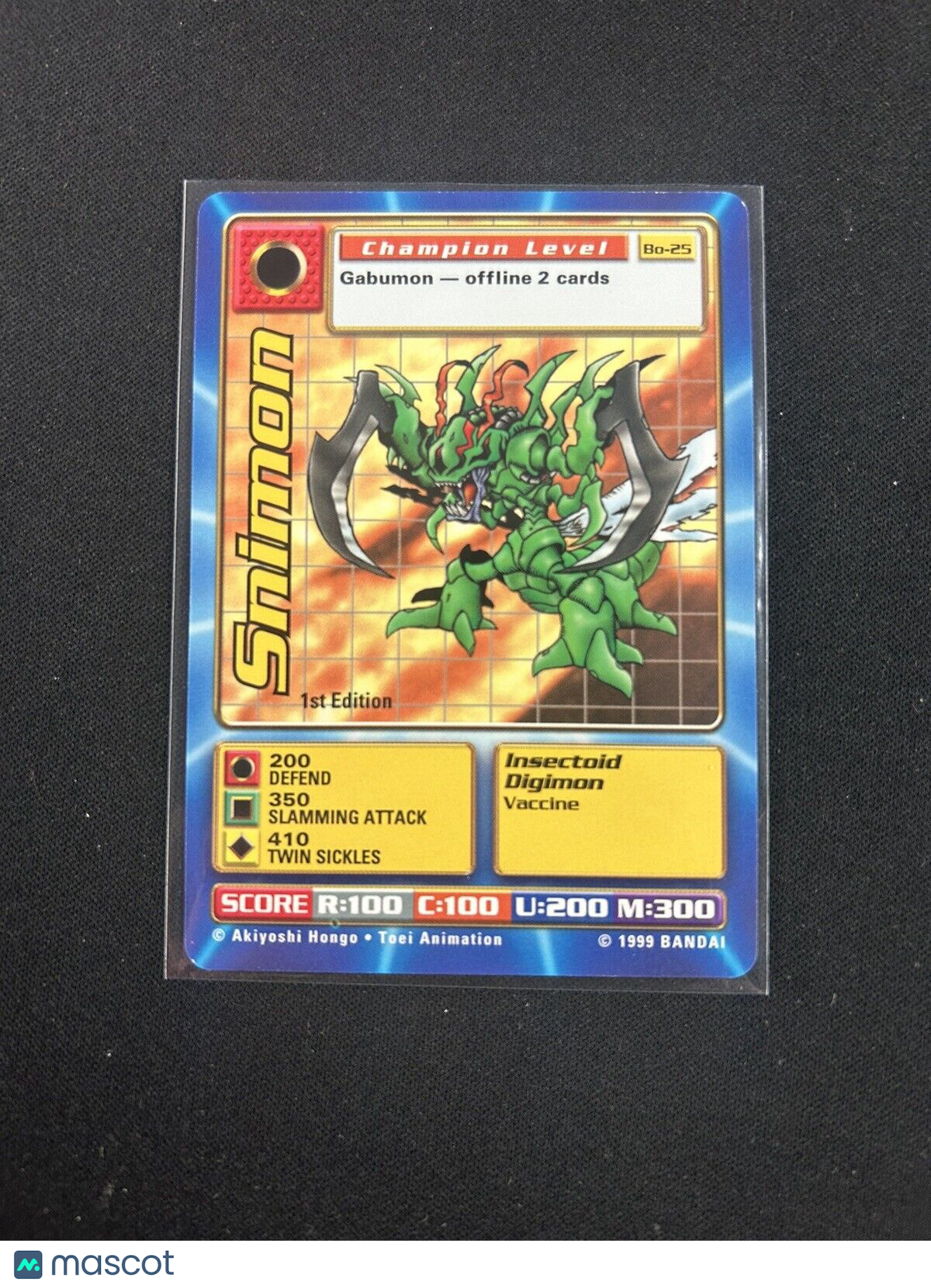 Snimon Bo-25 1st Edition Digimon Card Bandai Vintage 1999