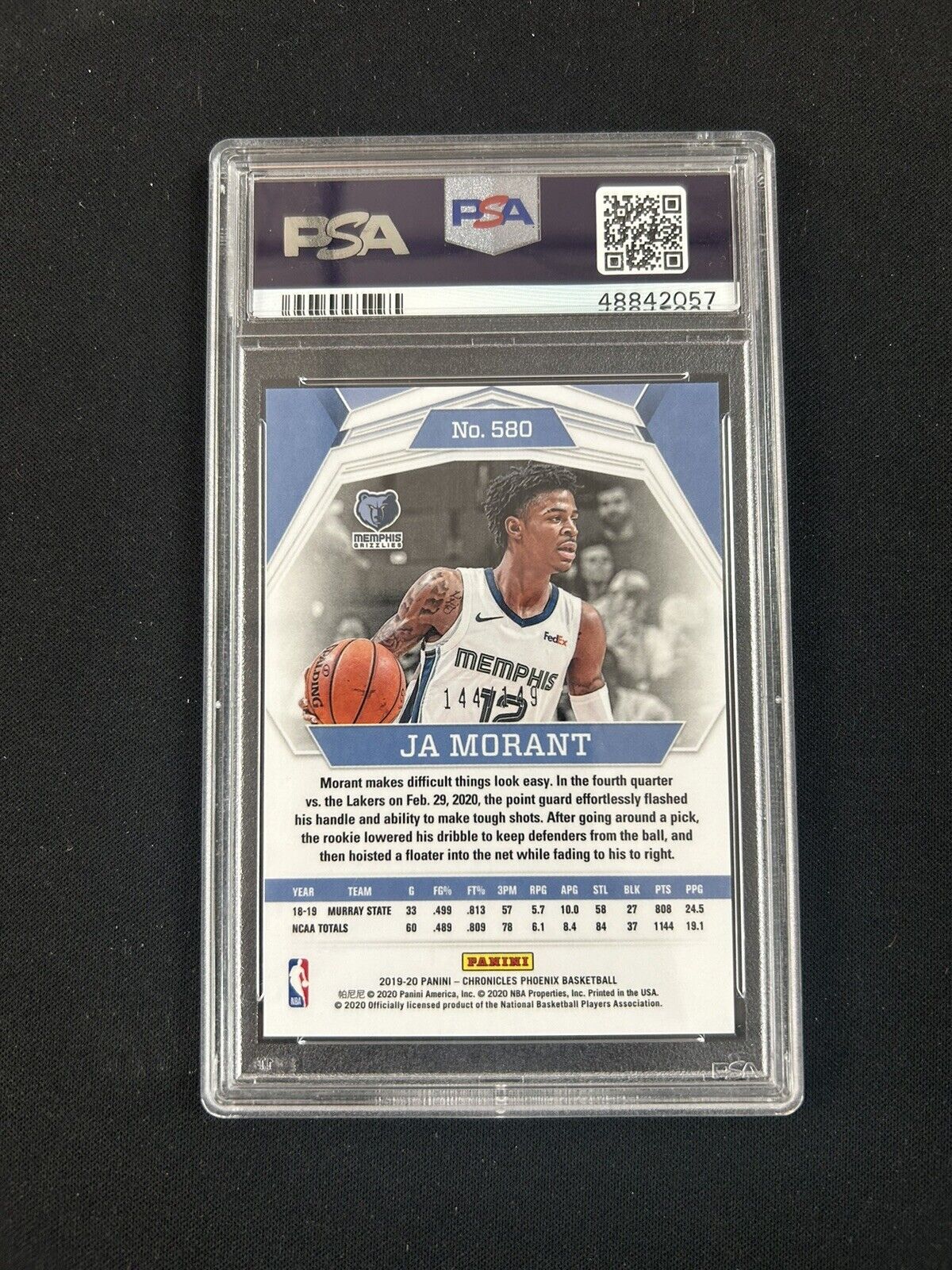 2019 Panini Chronicles Phoenix Grizzlies 580 Ja Morant RC Rookie PSA 10 /149