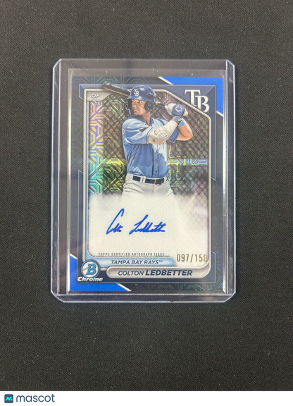 2024 Bowman Mojo Refractor Colton Ledbetter Blue Auto /150 Tampa Bay Rays