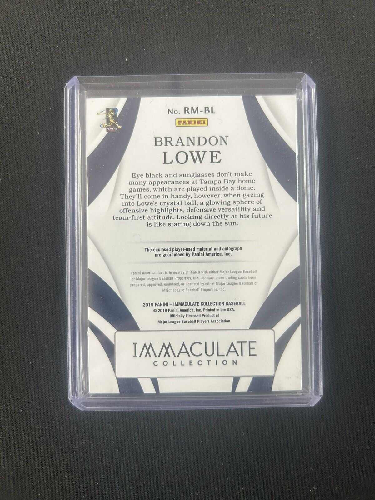 2019 PANINI-IMMACULATE COLLECTION DUAL RELIC/AUTO No. RM-BL BRANDON LOWE #/49