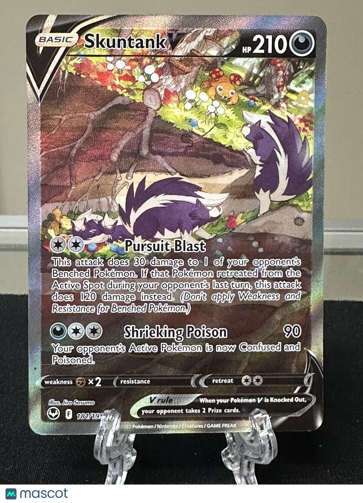 Pokémon TCG Skuntank V Silver Tempest 181/195 Holo Ultra Rare NM