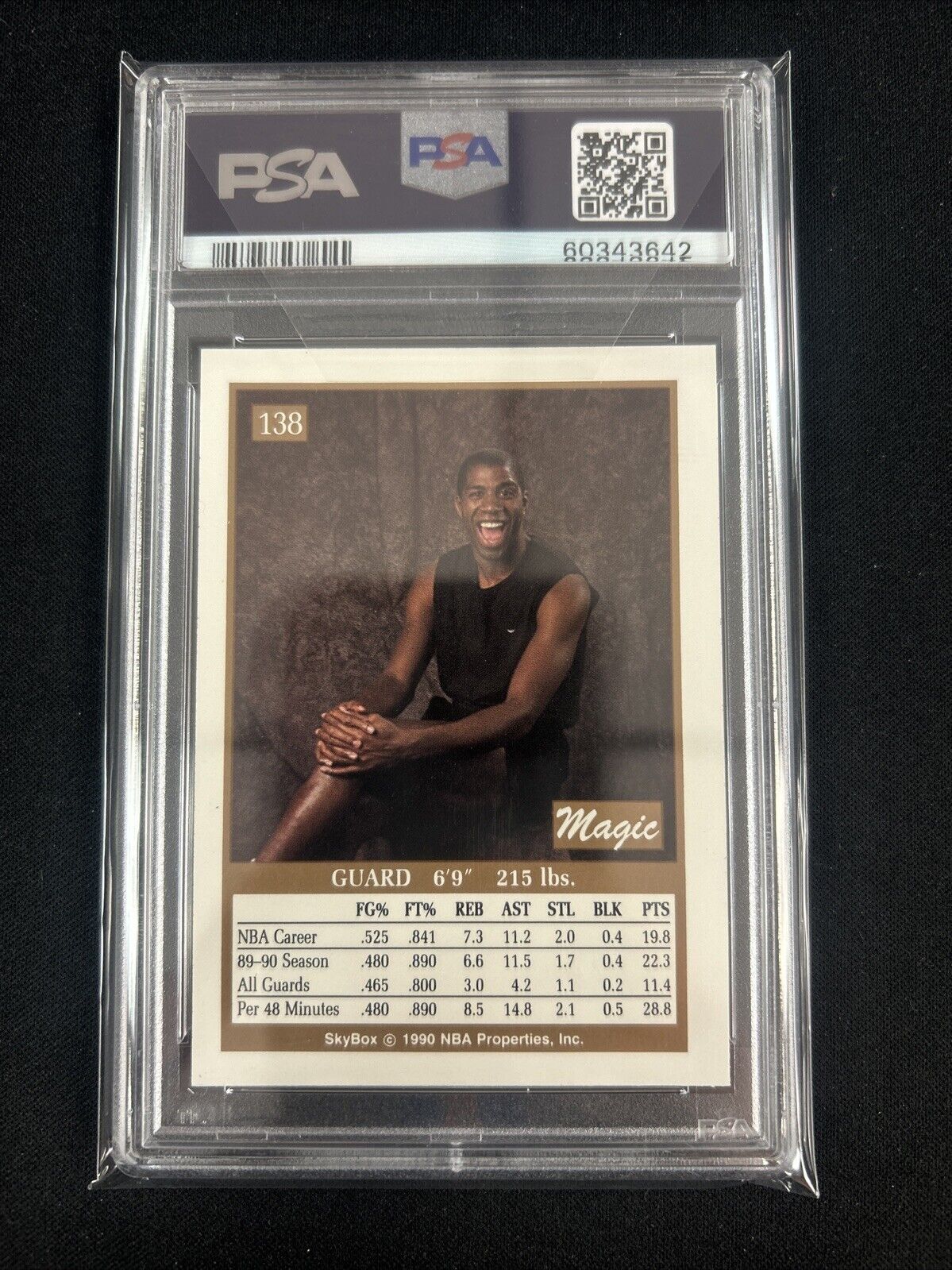 Magic Johnson Los Angeles Lakers 1990 Skybox Basketball Card #138 PSA 9 MINT