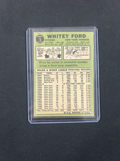 1967 TOPPS WHITEY FORD BASEBALL NEW YORK YANKEES