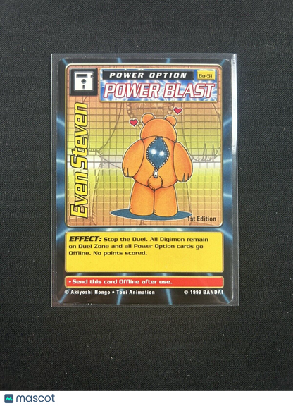 1999 Digimon #BO-51 Even Steven - 1st Edition  - Power Option /Power Blast