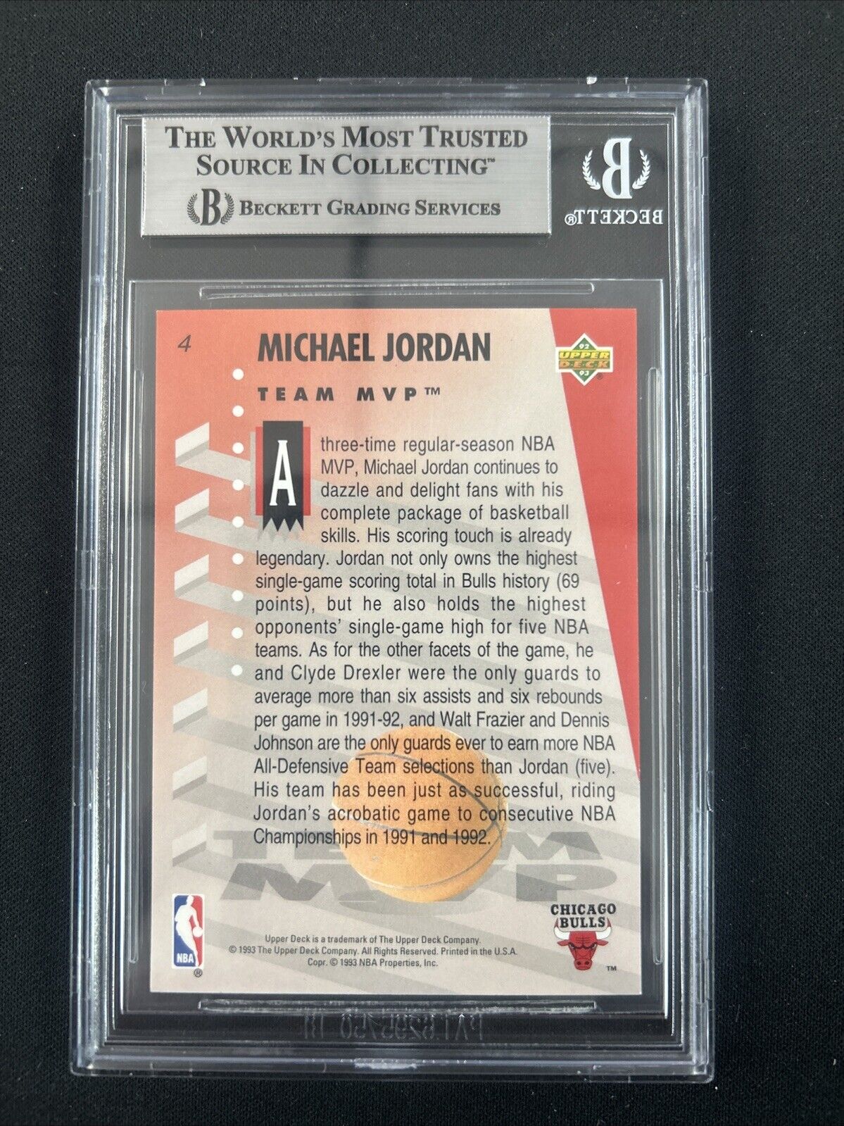 Michael Jordan Card 1992-93 Upper Deck MVP Holograms #4 BGS 9